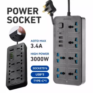 6 Socket 3 USB Power Extension